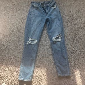 AE Destroyed Mom Jeans, Size 00